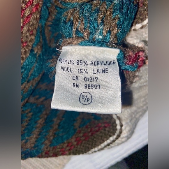 2/49$ Men’s Le Chateau wool‎ blend oversized cream & brown knit Sweater Sz small - Picture 4 of 11